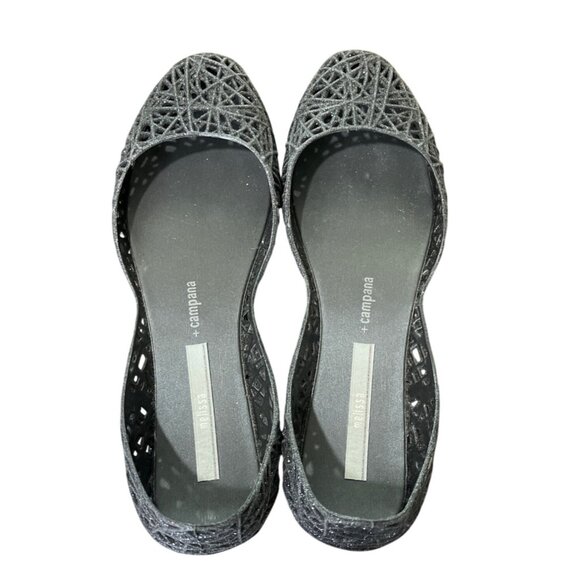 Melissa + Campana Black Jelly Flats Womens Size 7 - Picture 3 of 10